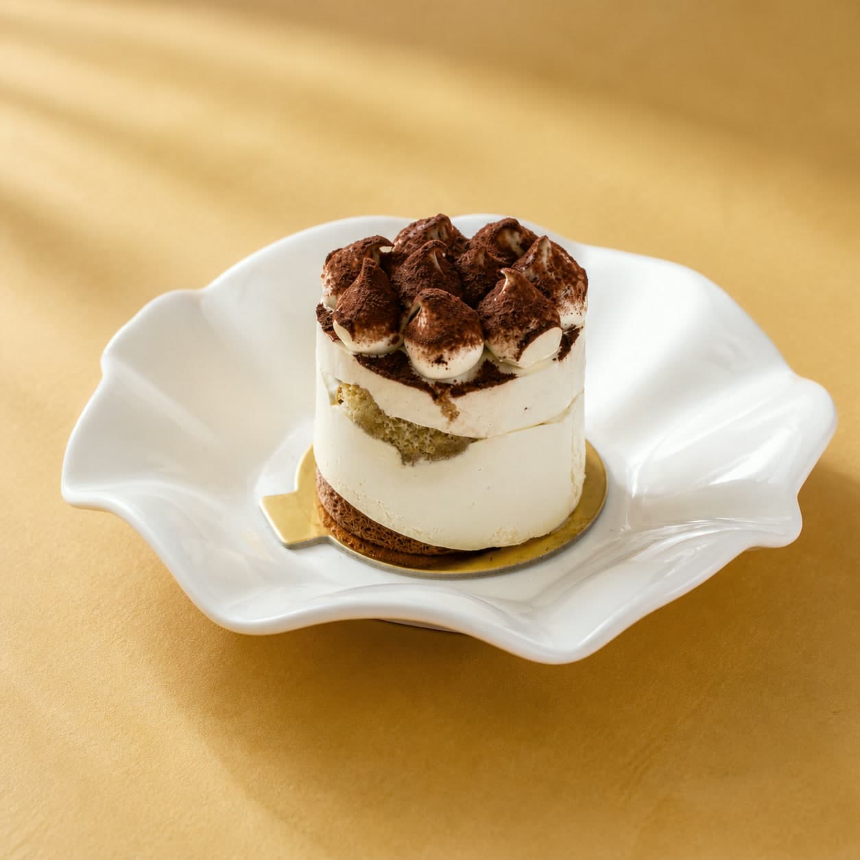Espresso-soaked cake with mascarpone and cocoa.